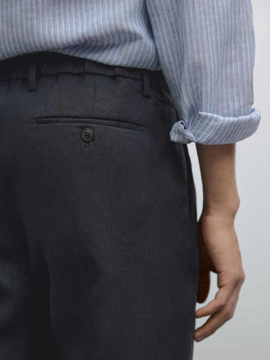 100% linen regular fit trousers