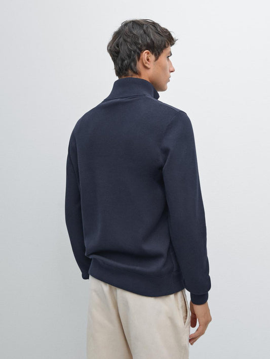 Contrast knit puffer jacket