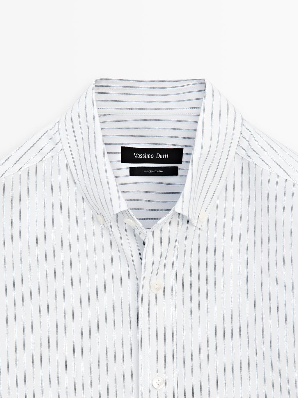 100% cotton regular fit striped shirt