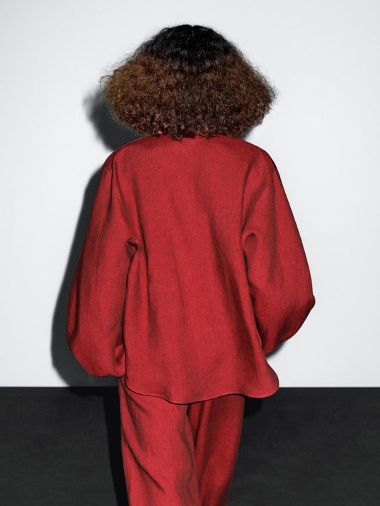 100% linen blouse with tie detail