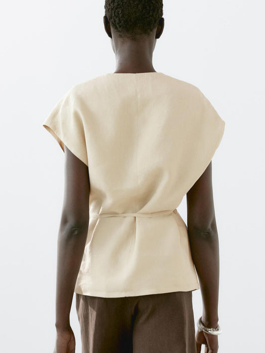 100% linen crossover waistcoat