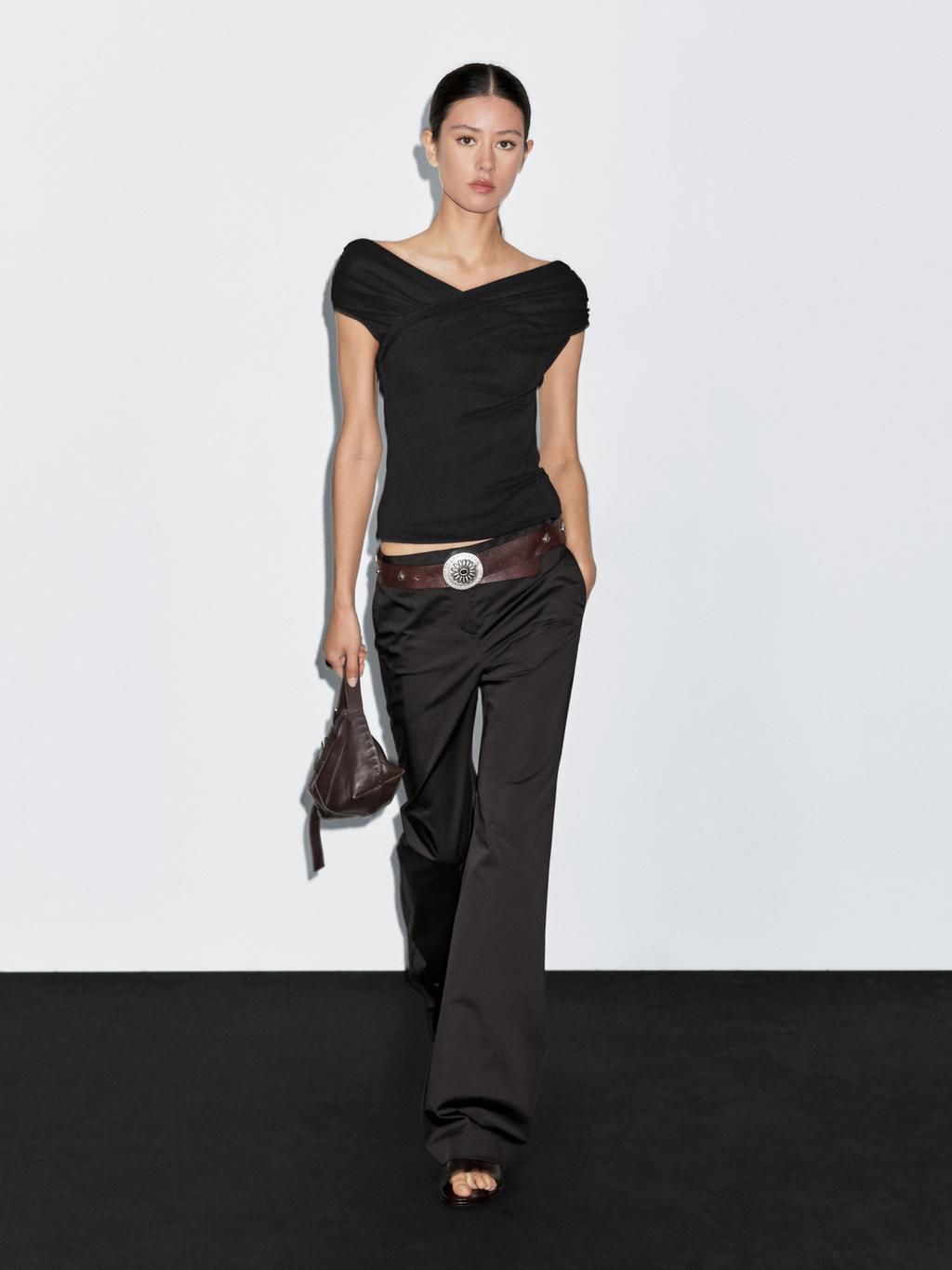 100% cotton surplice boat neck top