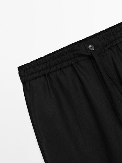 100% linen jogger fit trousers