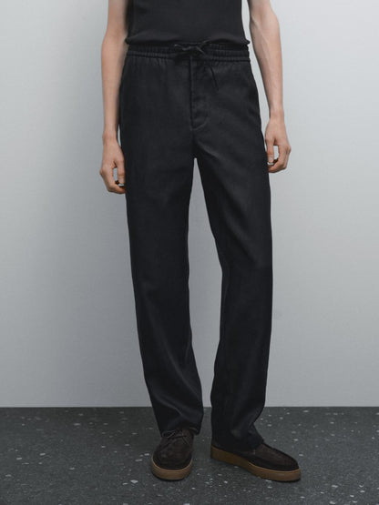 100% linen jogger fit trousers