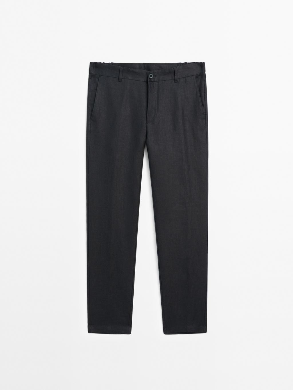100% linen tapered fit trousers