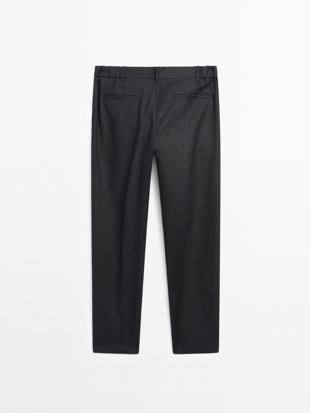 100% linen tapered fit trousers
