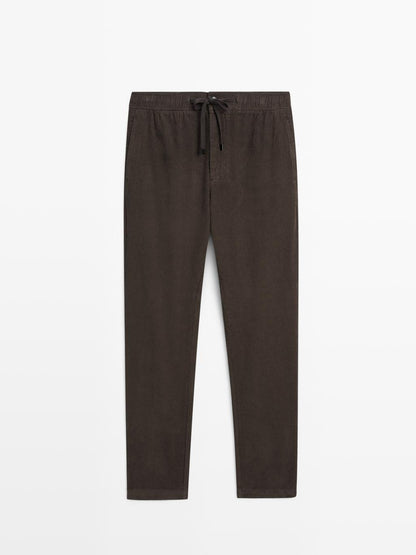 Corduroy jogger fit trousers