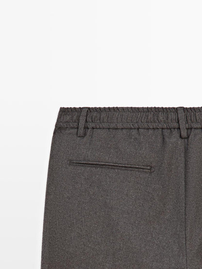 100% wool trousers with elasticated waistband