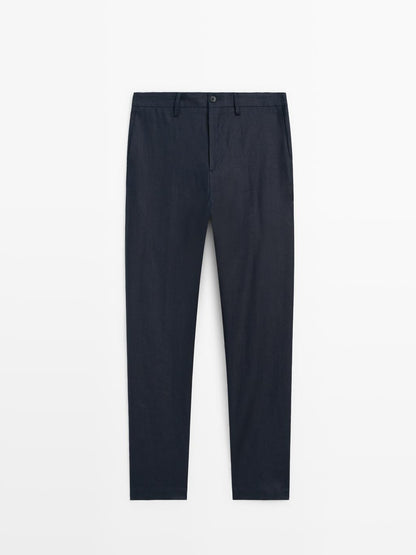 100% linen regular fit trousers