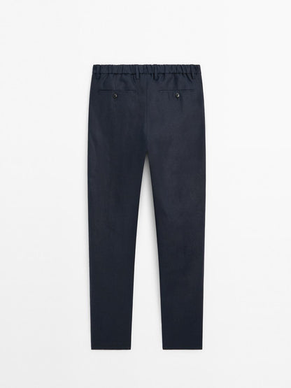 100% linen regular fit trousers