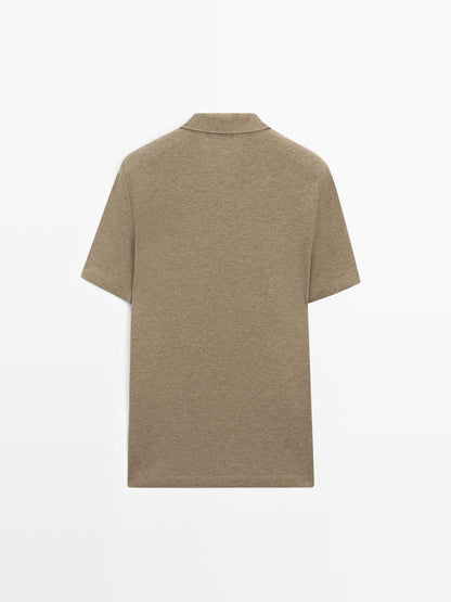 100% cotton melange short sleeve polo shirt