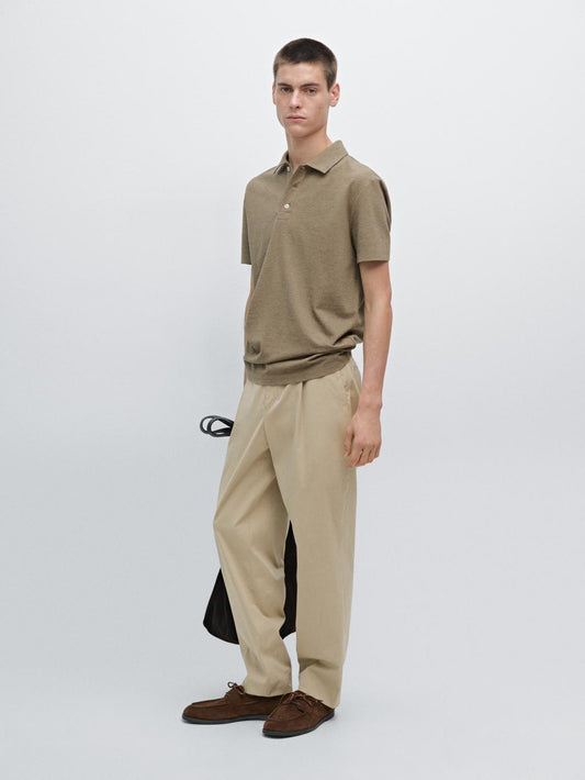 100% cotton melange short sleeve polo shirt