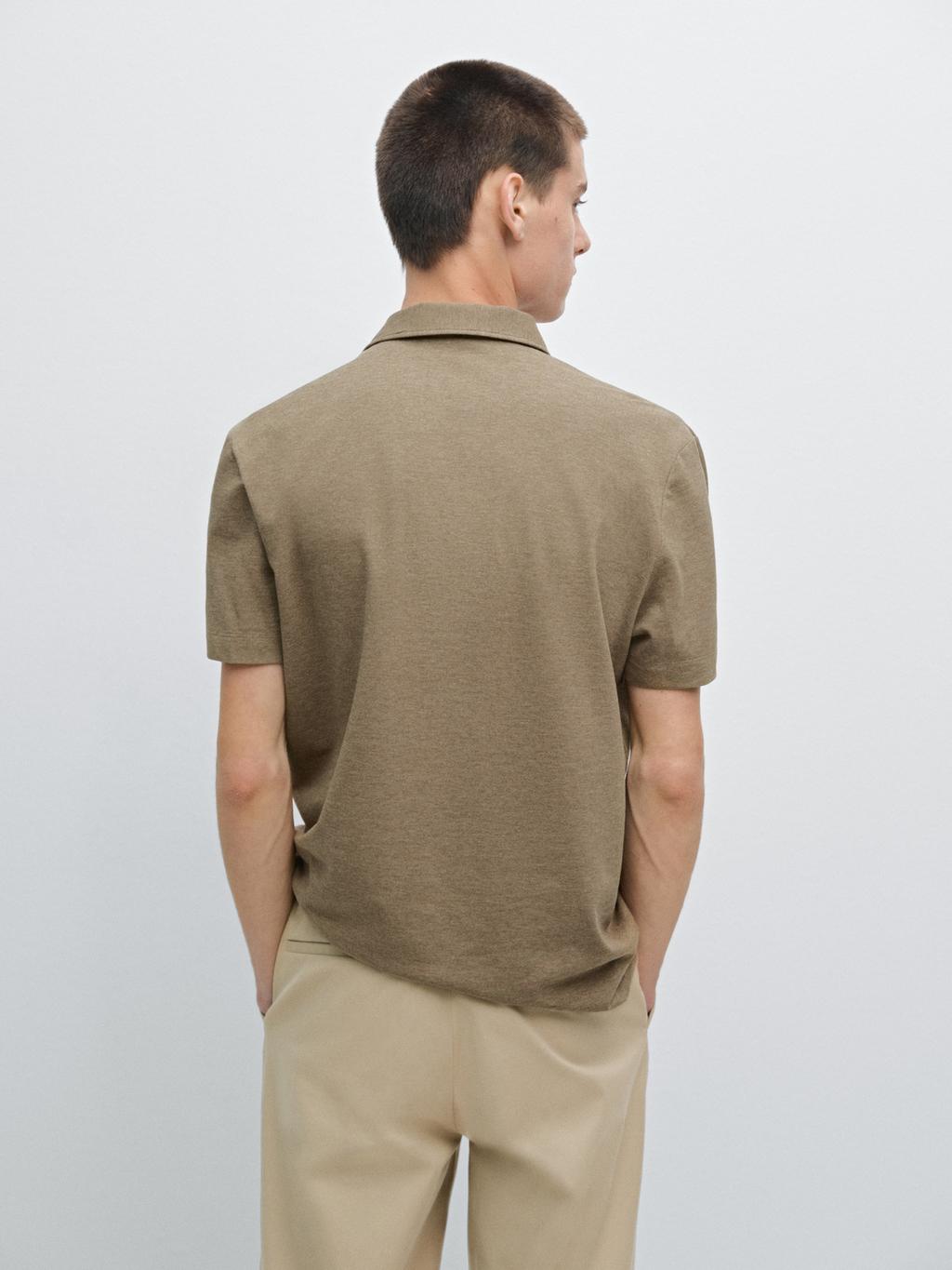 100% cotton melange short sleeve polo shirt