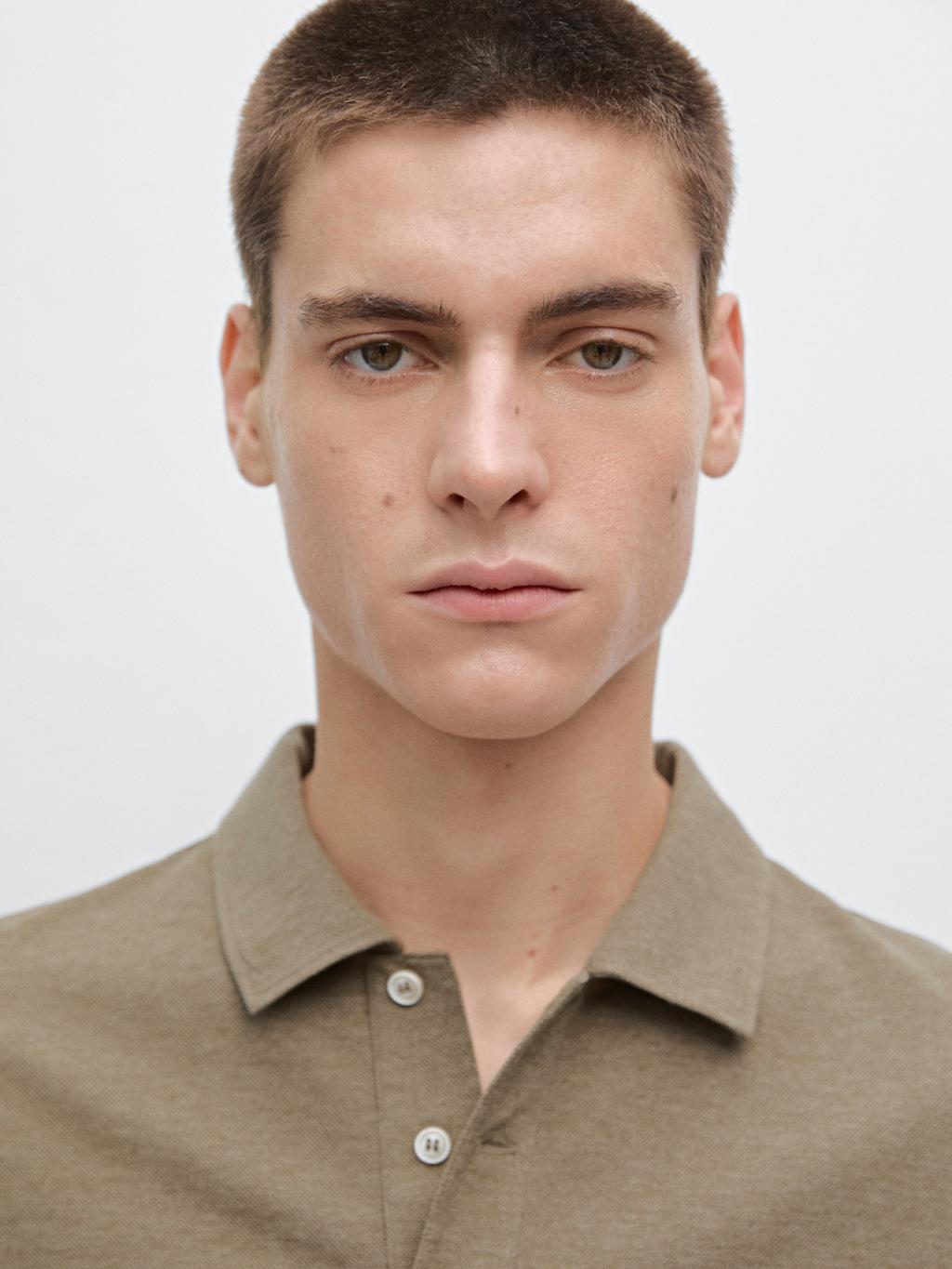 100% cotton melange short sleeve polo shirt