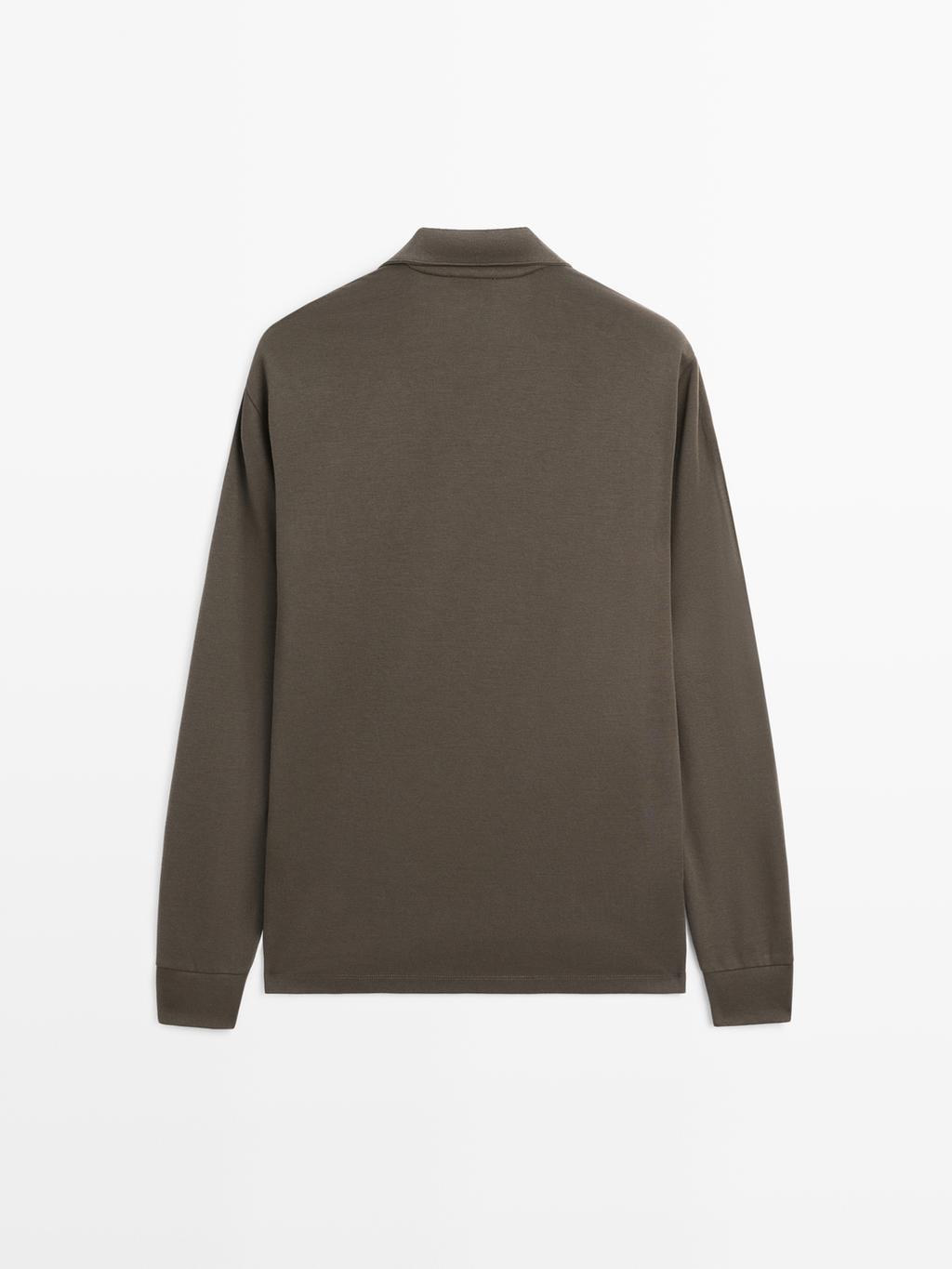 Zipped high neck polo shirt