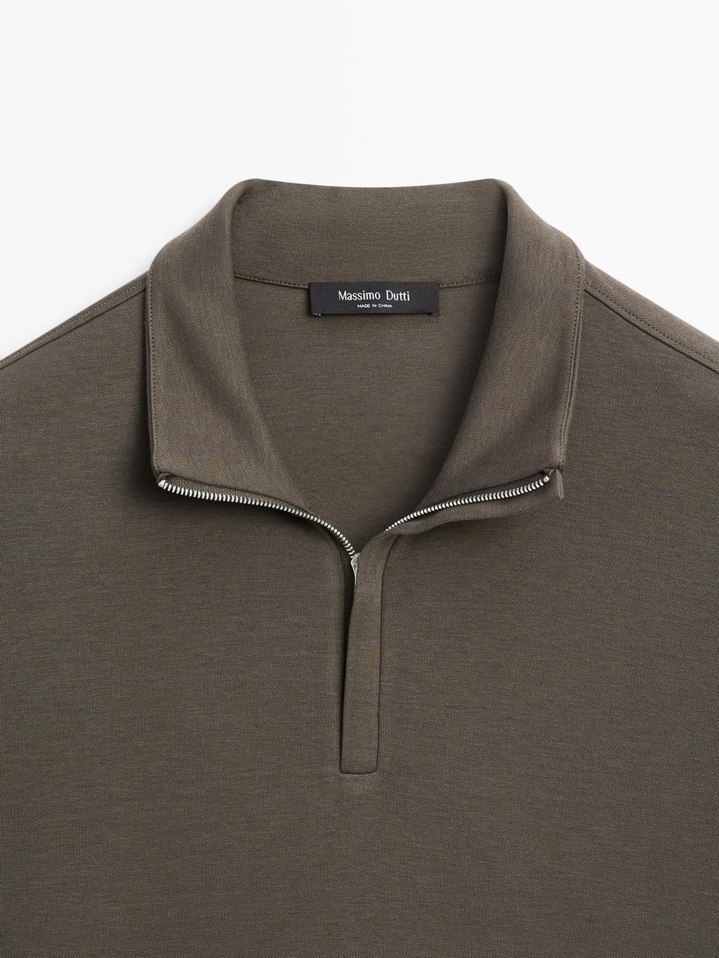 Zipped high neck polo shirt