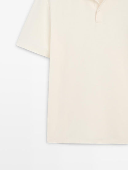 100% cotton textured knit polo shirt