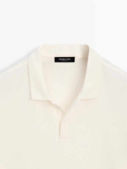 100% cotton textured knit polo shirt