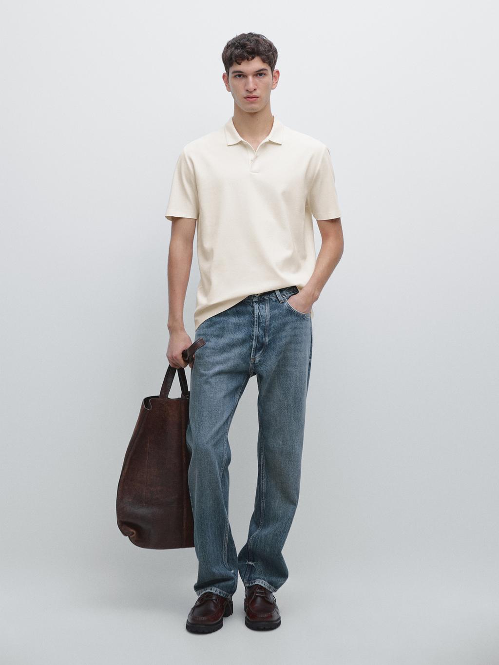 100% cotton textured knit polo shirt