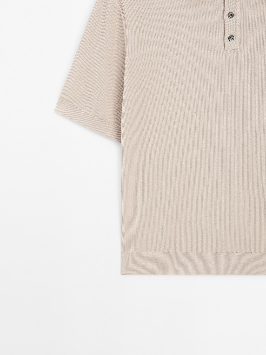 100% cotton ribbed knit polo shirt