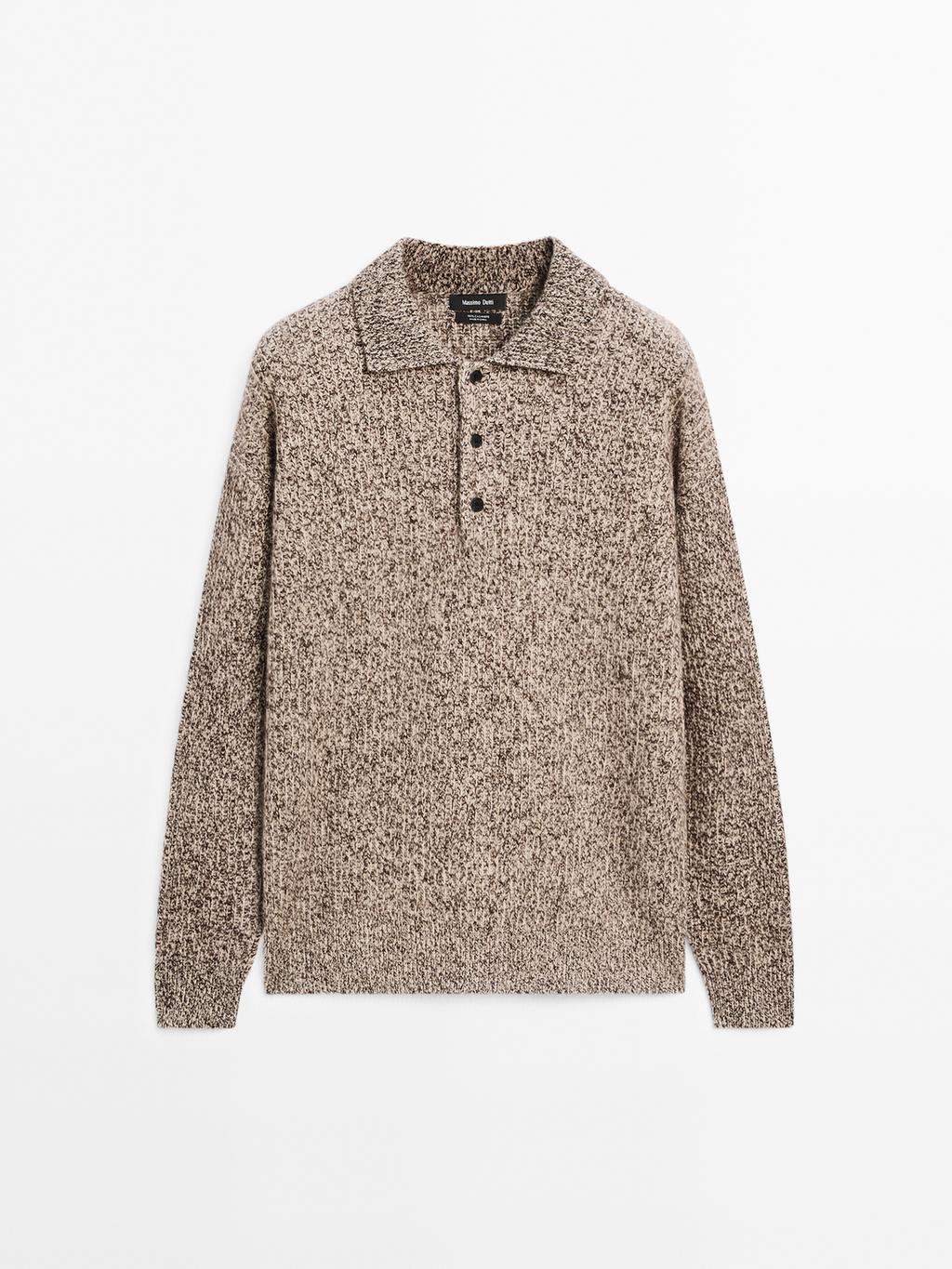 100% cashmere knit polo sweater