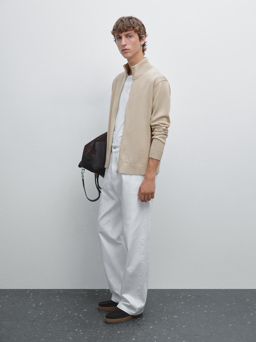 100% cotton zip cardigan