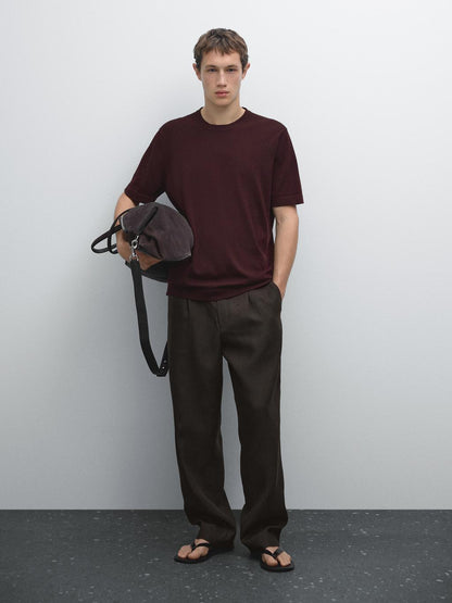 100% cotton short sleeve knit sweater