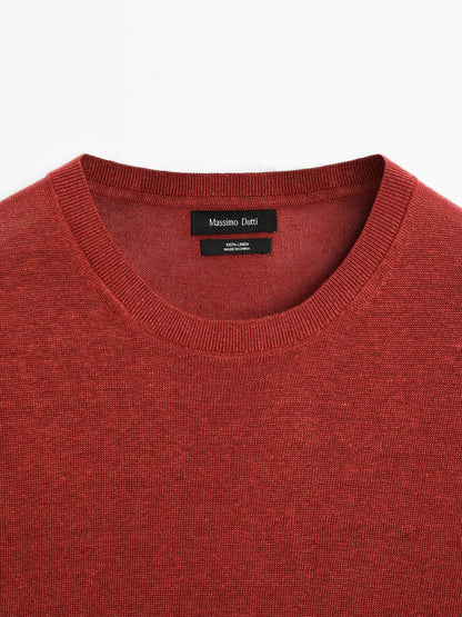 100% linen short sleeve knit T-shirt