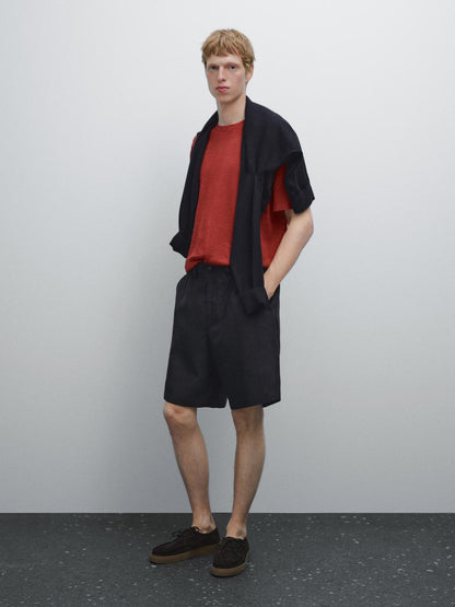 100% linen short sleeve knit T-shirt