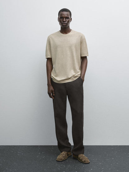 100% linen short sleeve knit T-shirt