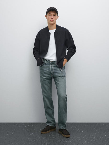 Bomber-style knit cardigan