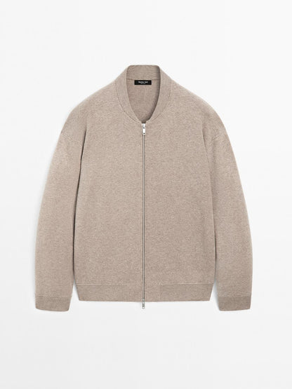 Bomber-style knit cardigan