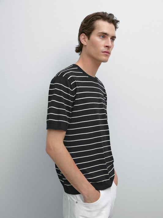 100% cotton striped knit T-shirt