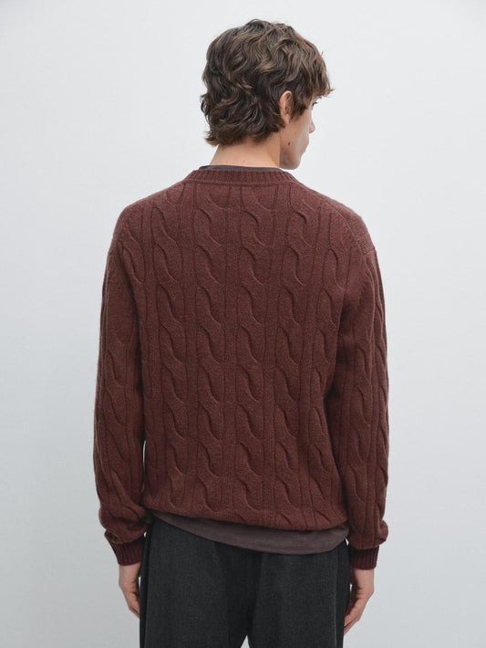 Cable-knit wool blend sweater