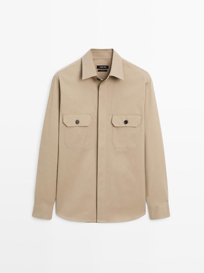 Cotton blend overshirt with pockets