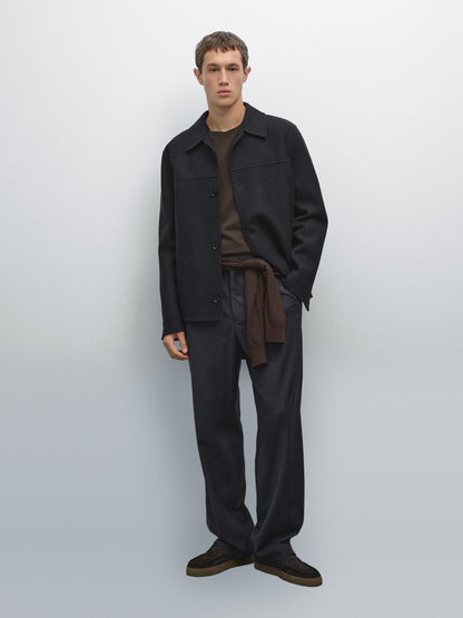 Double wool blend overshirt