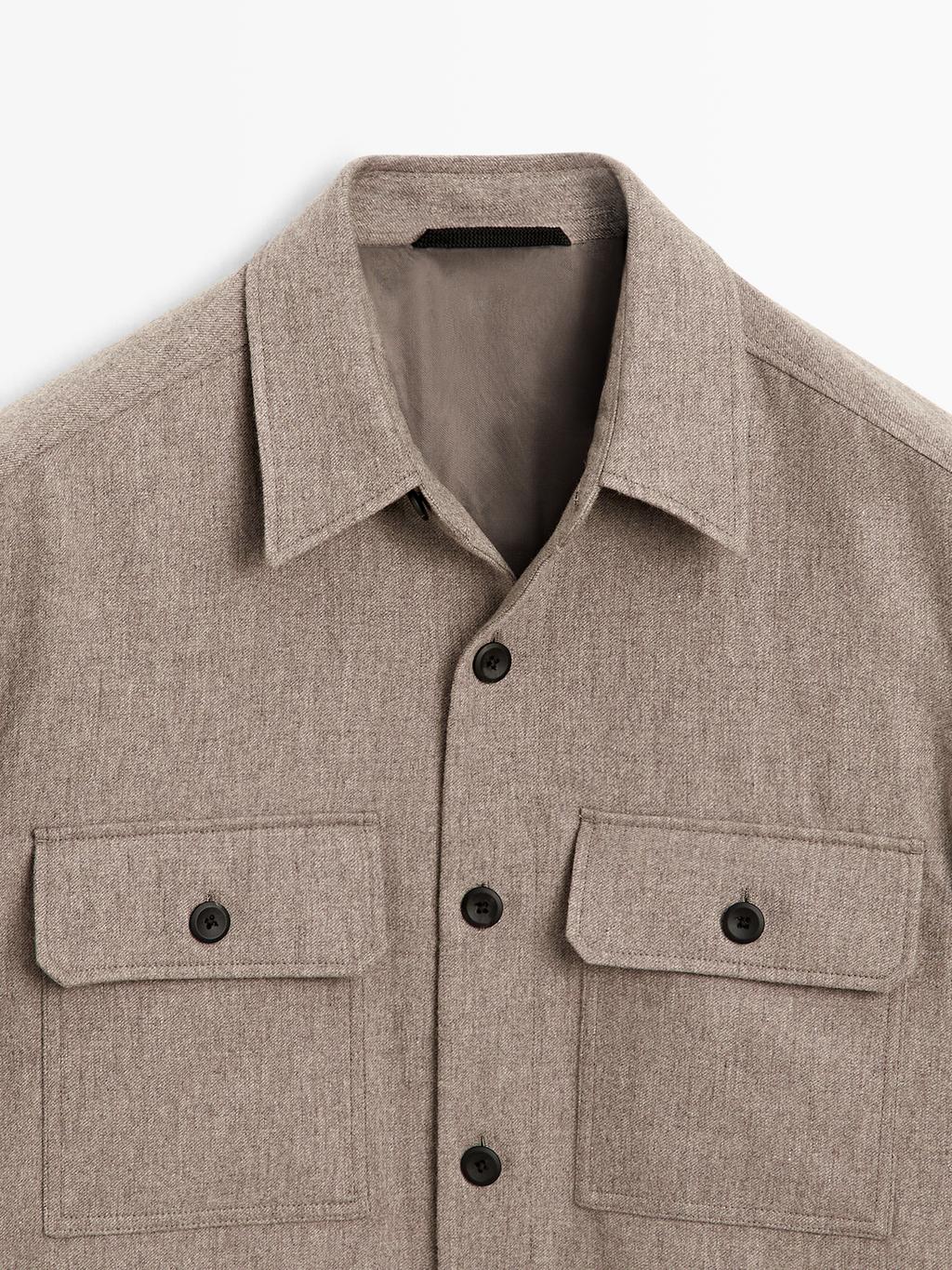Wool blend overshirt with pockets - LIMITED