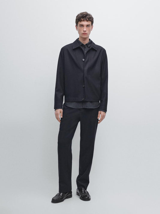 100% wool corduroy-effect flannel overshirt