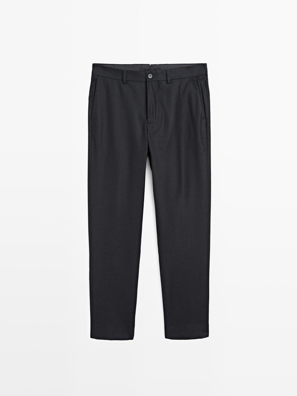 100% wool corduroy-effect flannel trousers