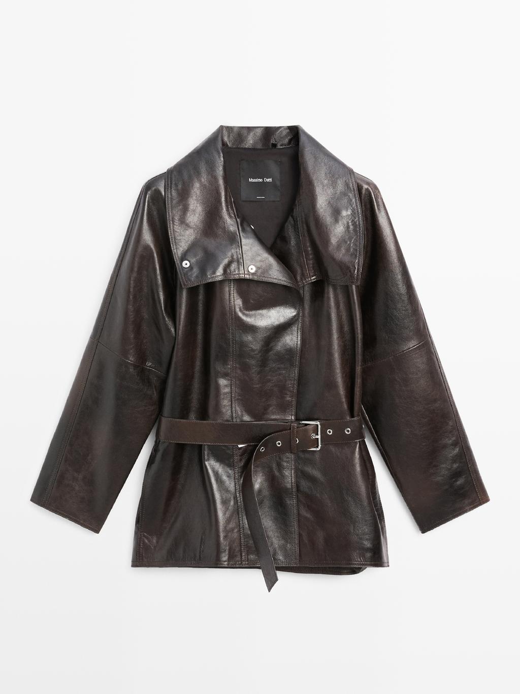 Nappa leather jacket with belt