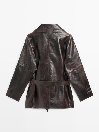Nappa leather jacket with belt