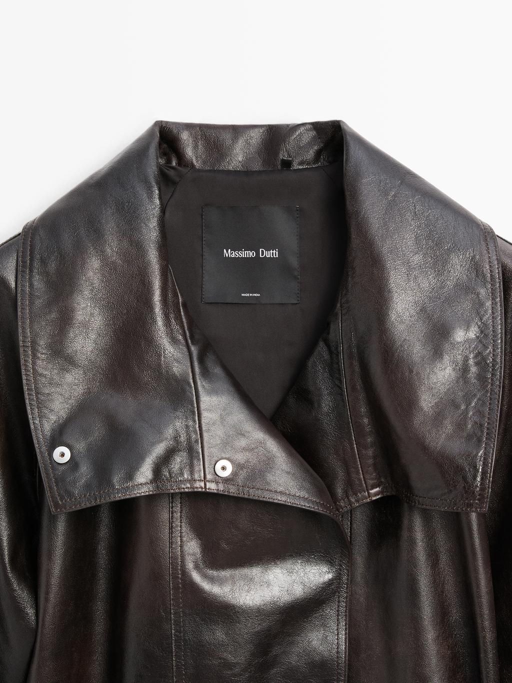 Nappa leather jacket with belt