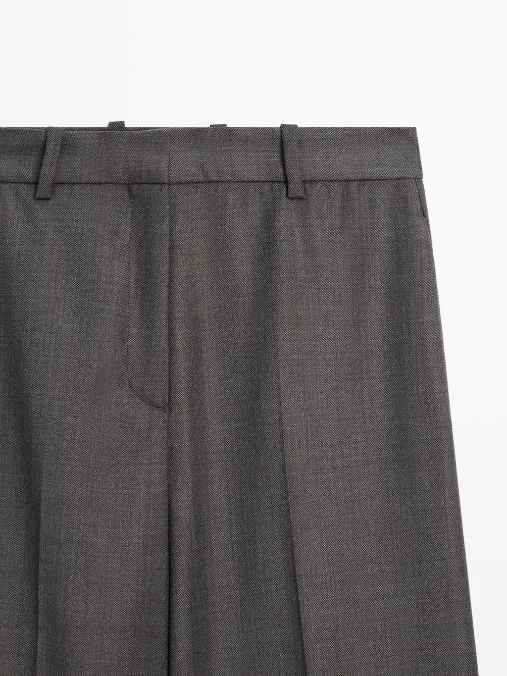 100% wool wide-leg suit trousers