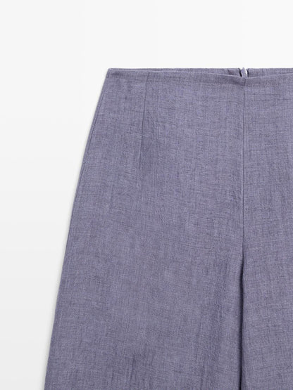 100% linen high-waist trousers