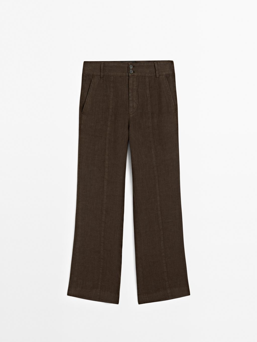 100% linen kick flare fit trousers