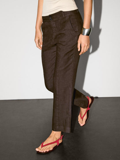 100% linen kick flare fit trousers