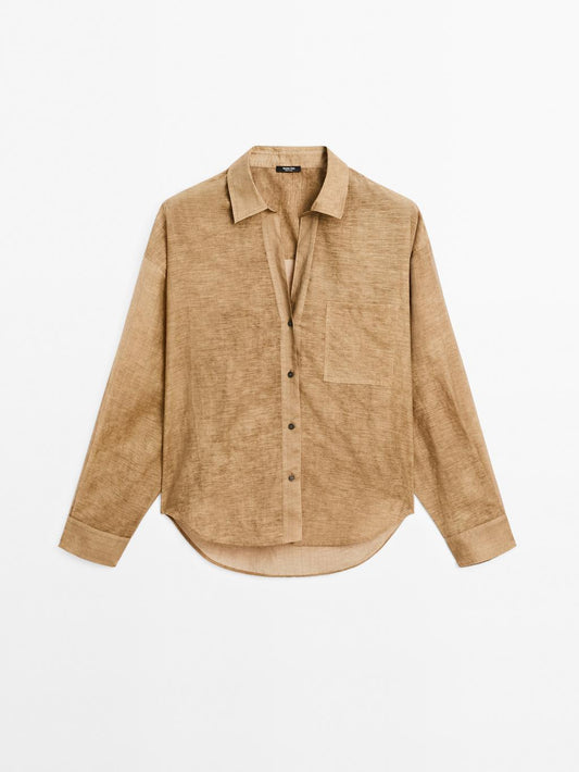 Striped cotton blend shirt