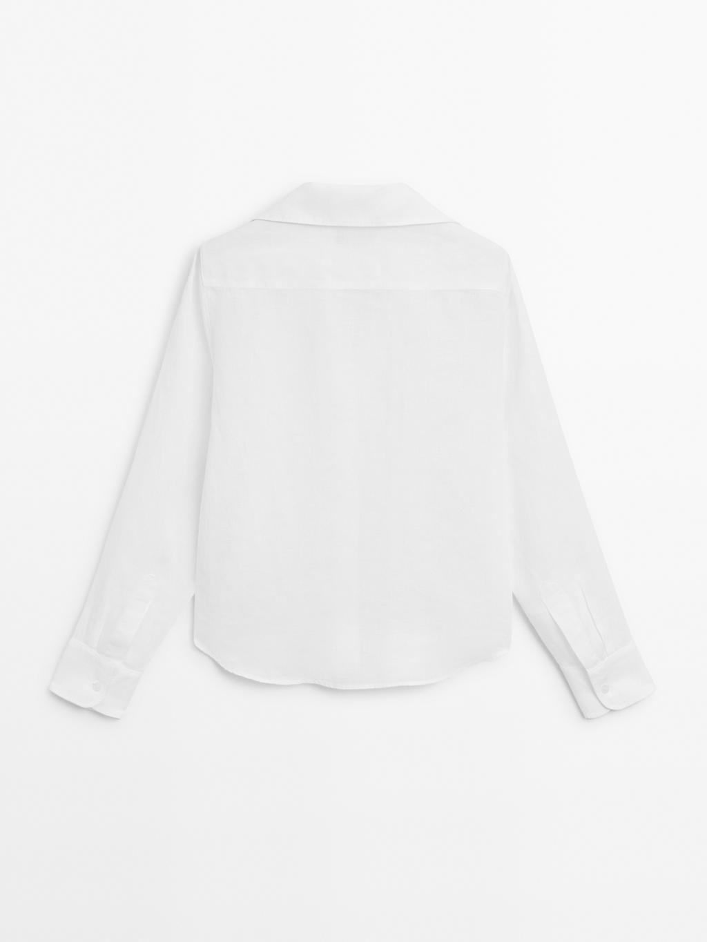 100% linen open collar shirt