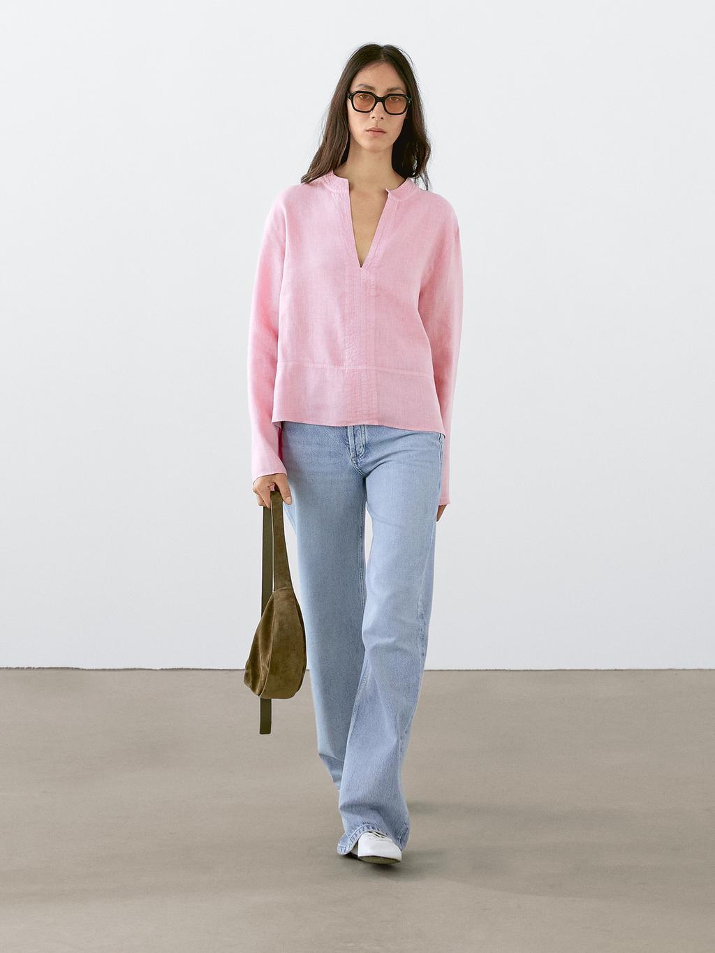 100% linen long sleeve shirt