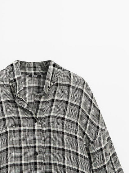 100% linen check shirt